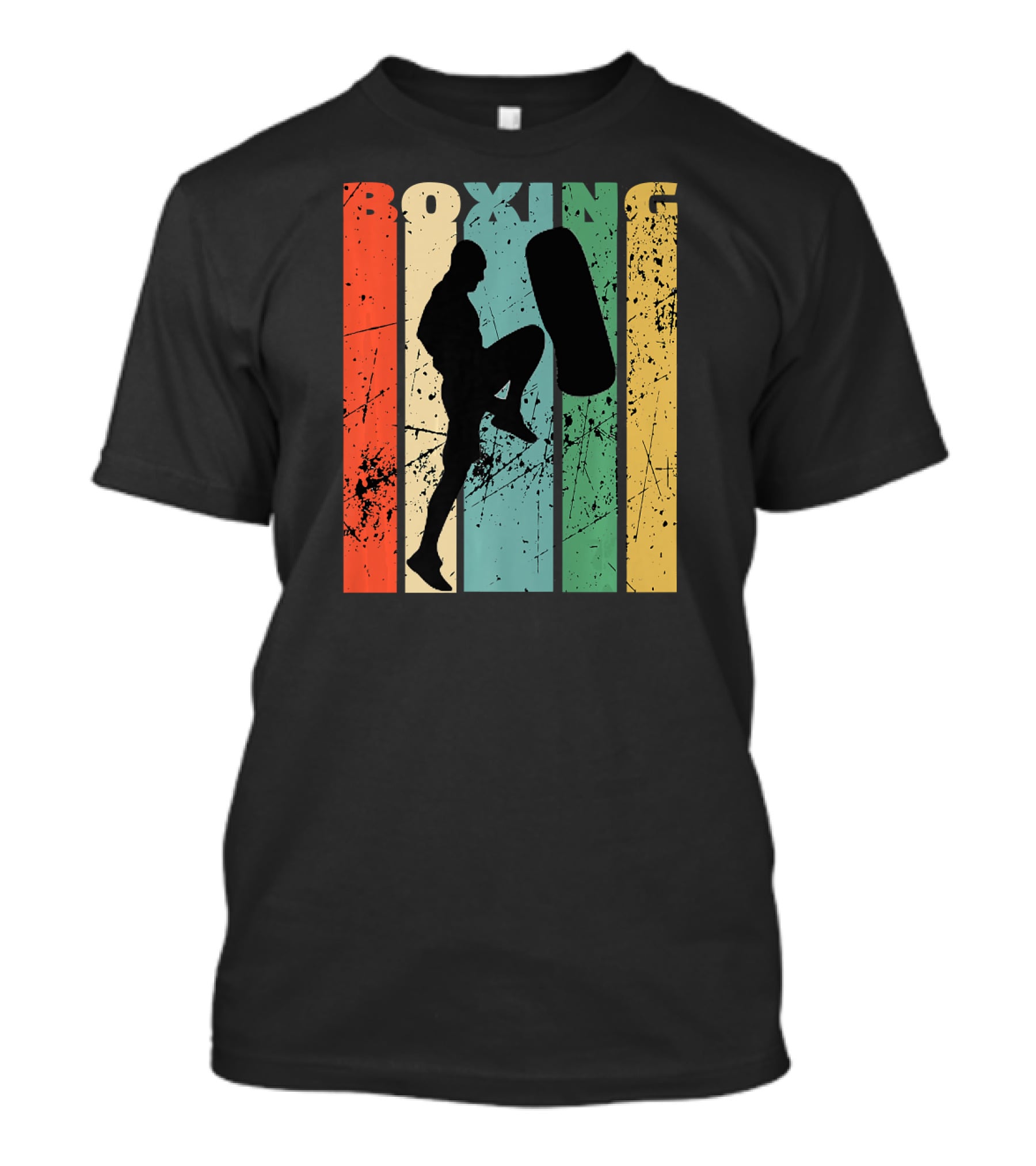 Boxing Vintage Distressed Silhouette Training With Punching Bag T-Shirt