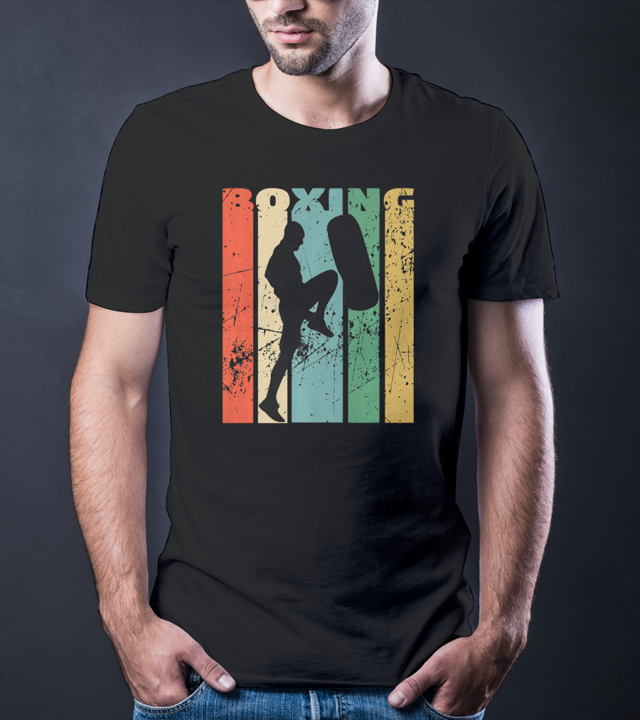 Boxing Vintage Distressed Silhouette Training With Punching Bag T-Shirt