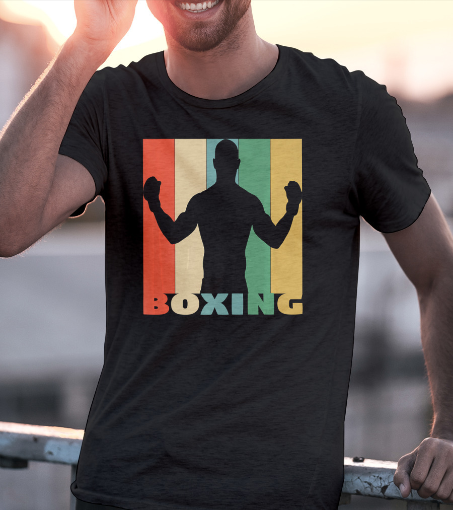 Boxing Vintage Style Silhouette On T-Shirt