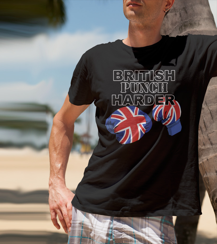 BRITISH PUNCH HARDER British Flag Boxing Gloves T-Shirt