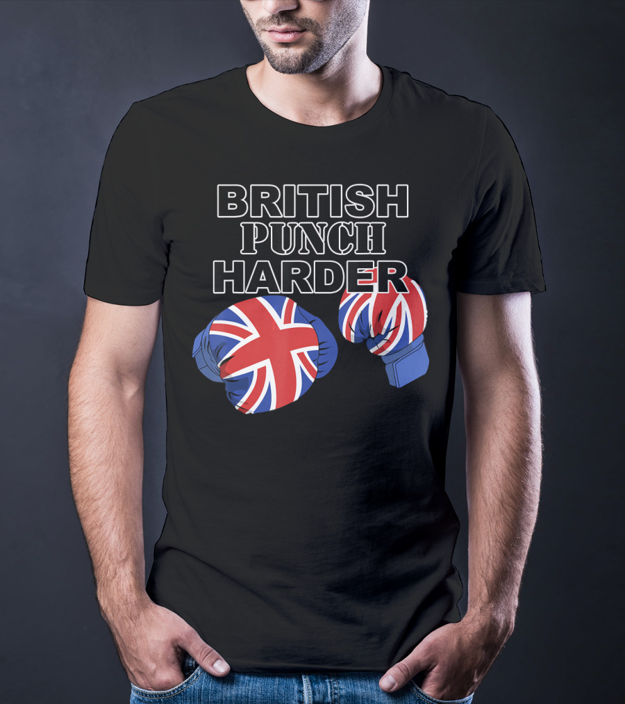 BRITISH PUNCH HARDER British Flag Boxing Gloves T-Shirt