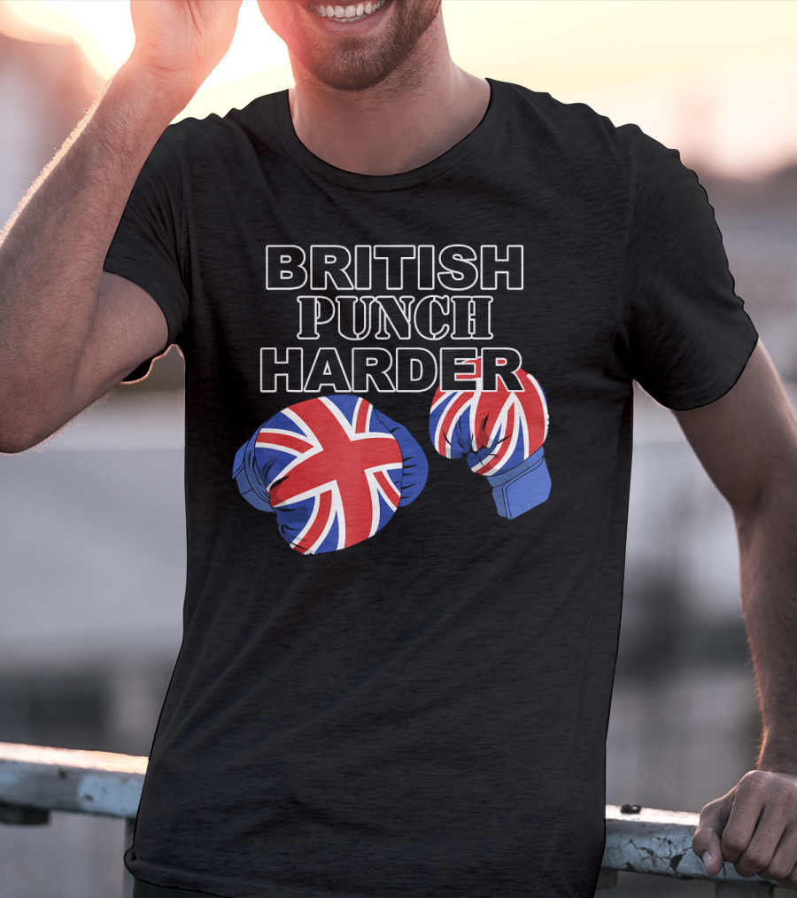 BRITISH PUNCH HARDER British Flag Boxing Gloves T-Shirt