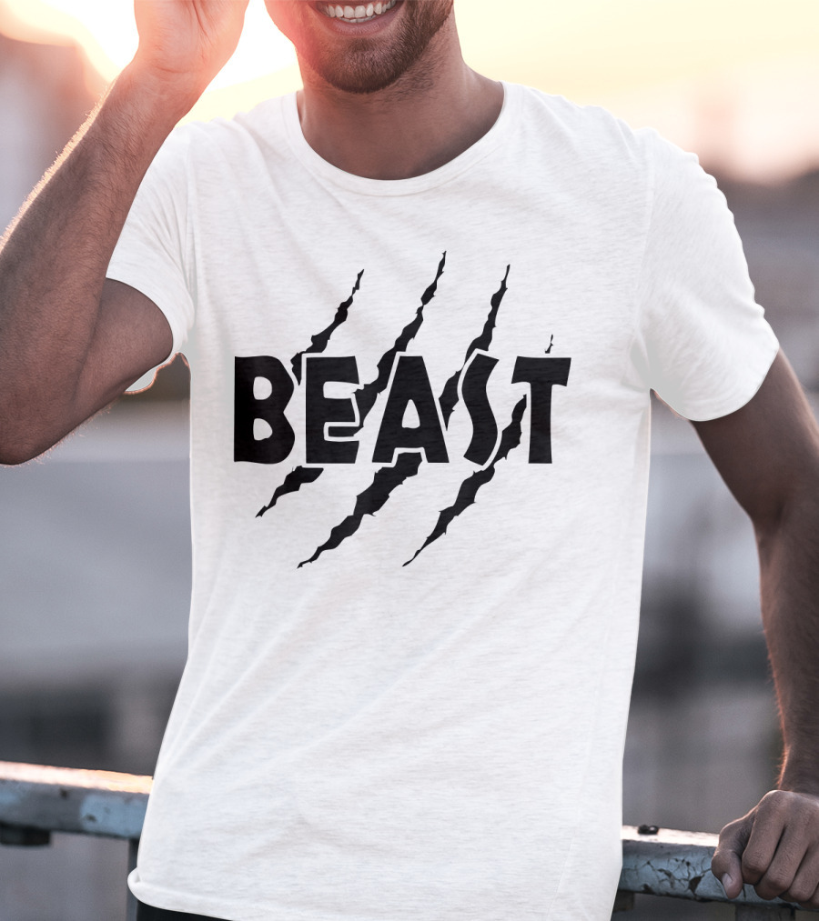 C523 BEAST Gym Workout Fitness MMA Scratch Marks T-Shirt