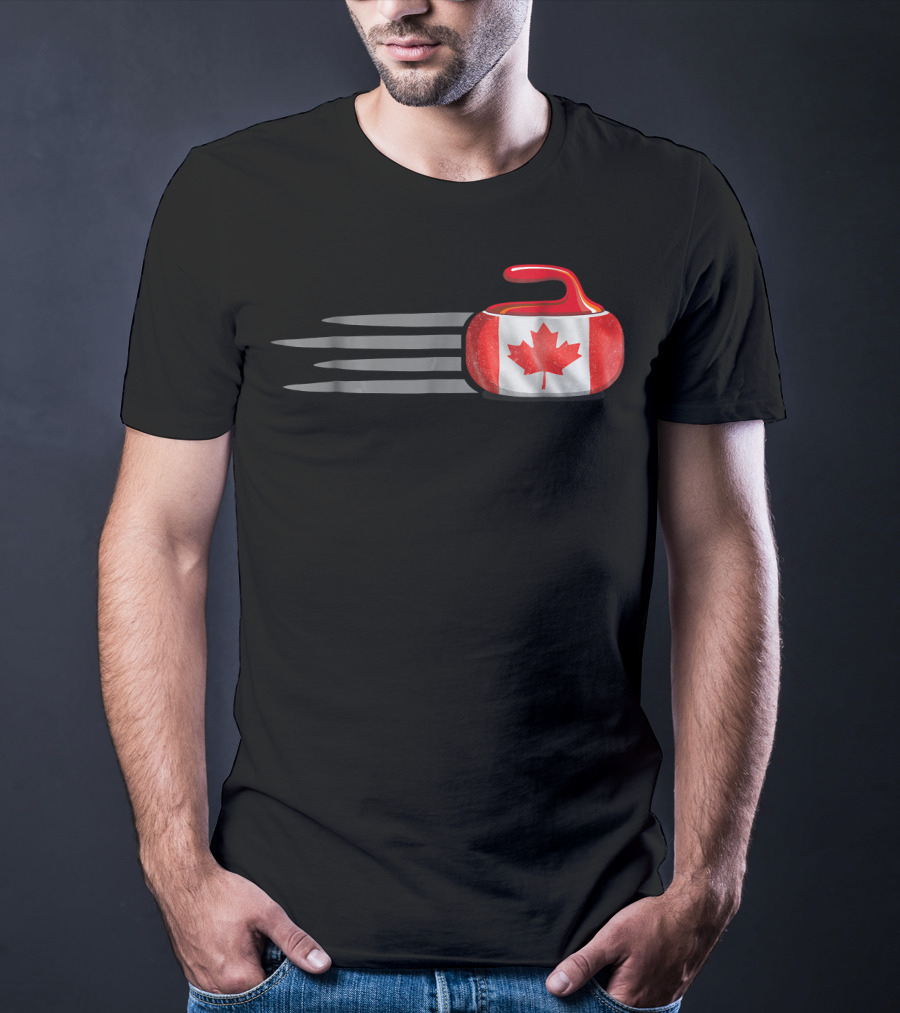 Canadian Flag Curling Stone With Maple Leaf T-Shirt