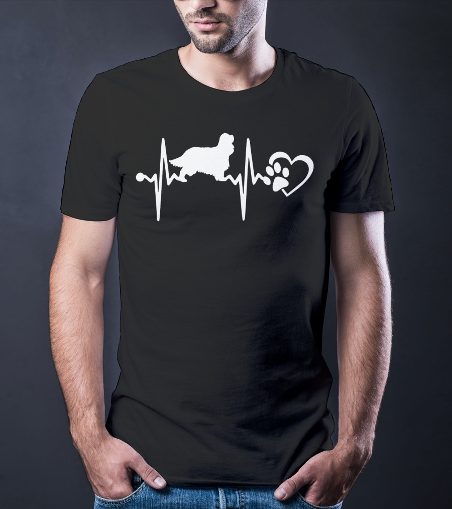 Cavalier King Charles Spaniel Heartbeat Paw Love T-Shirt