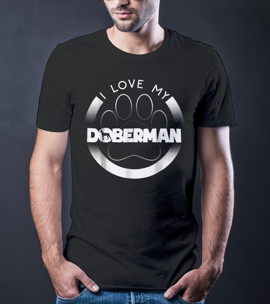 I Love My Doberman Paw Circle T-Shirt