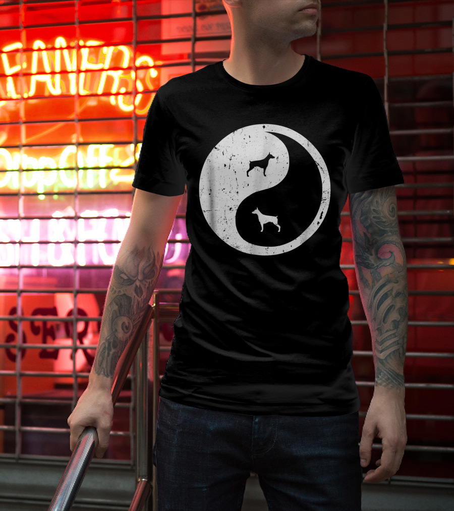 Doberman Pinscher Yin Yang Symbol With Doberman T-Shirt