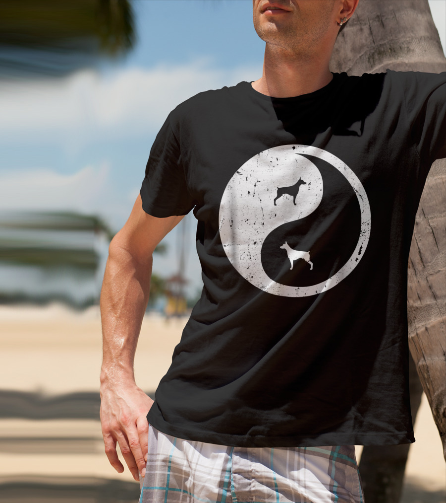 Doberman Pinscher Yin Yang Symbol With Doberman T-Shirt