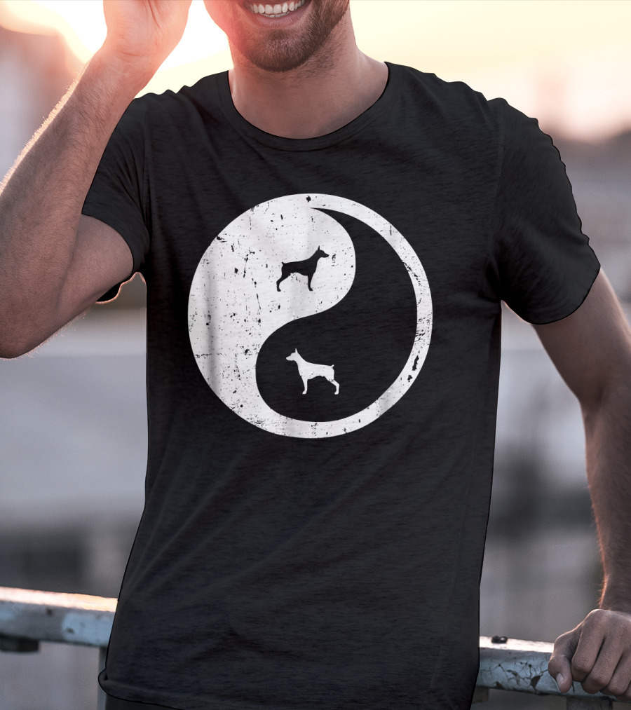Doberman Pinscher Yin Yang Symbol With Doberman T-Shirt