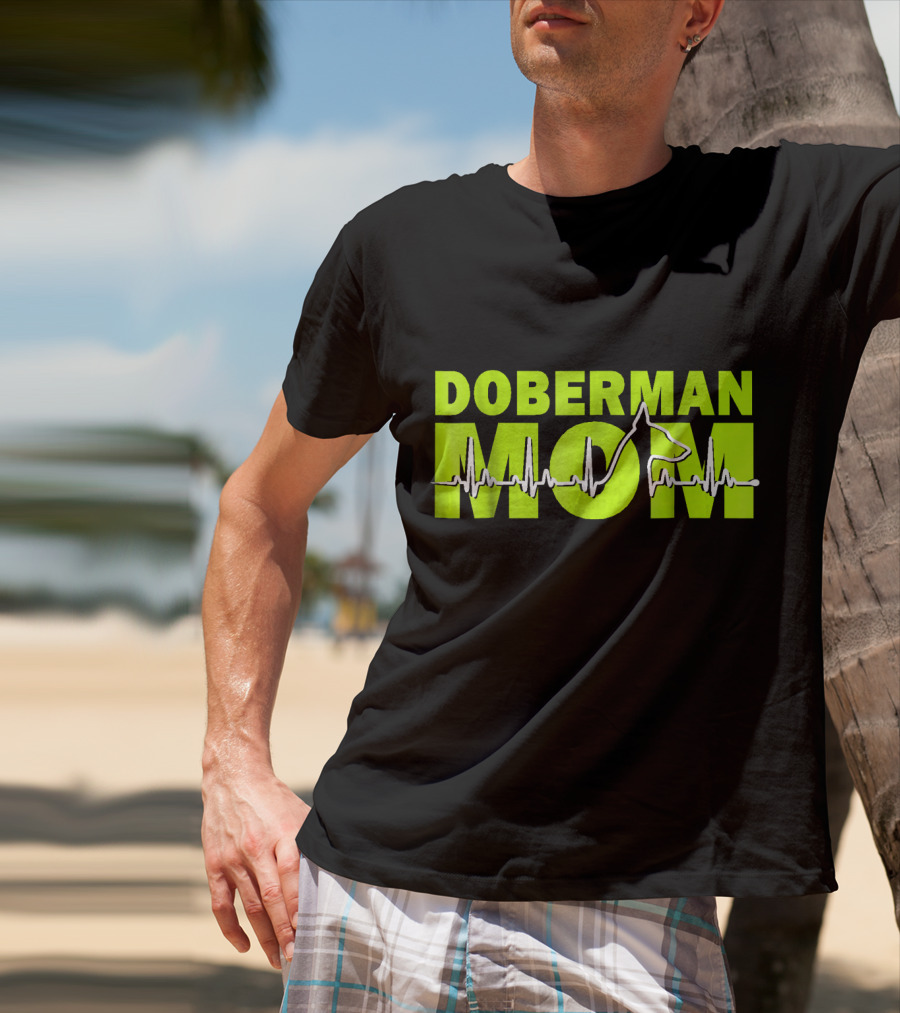 DOBERMAN MOM Heartbeat Dog T-Shirt