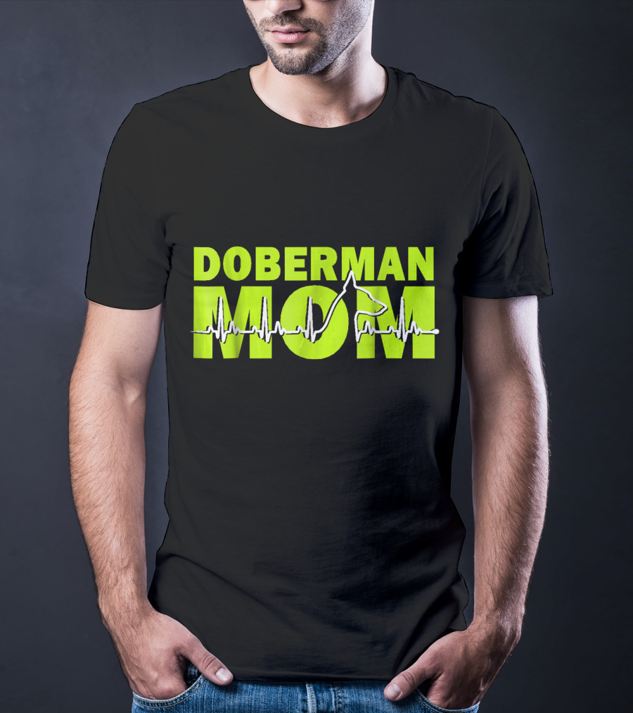 DOBERMAN MOM Heartbeat Dog T-Shirt