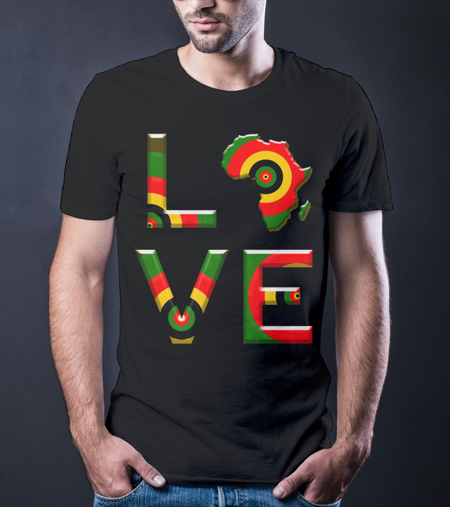 Africa Love African Ameri Colors Map T-Shirt