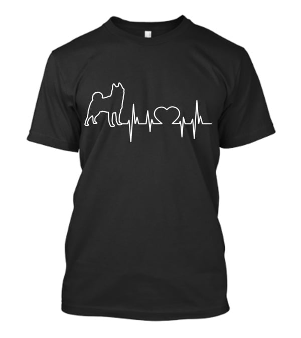 Akita Dog Heartbeat Line With Heart Icon T-Shirt