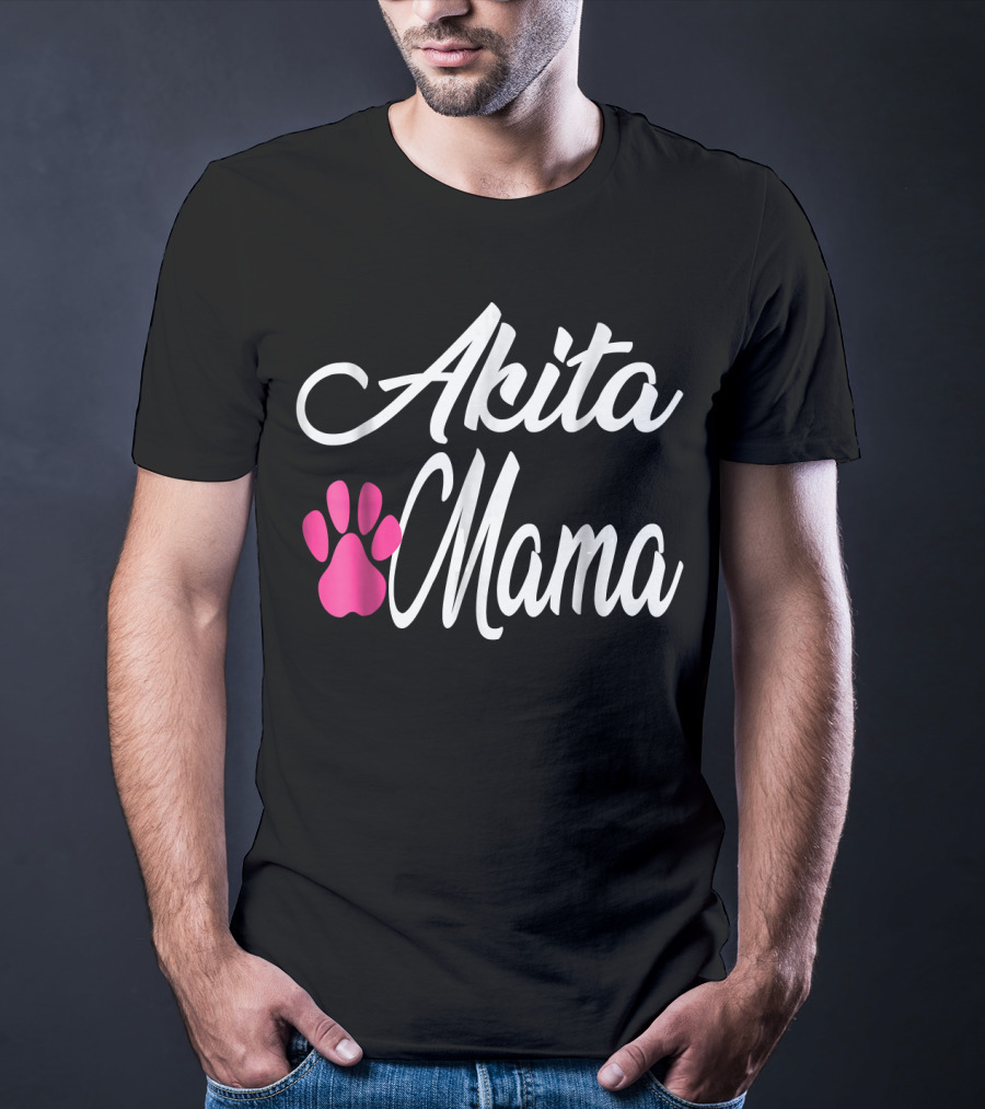 Akita Mama Paw Print Love T-Shirt