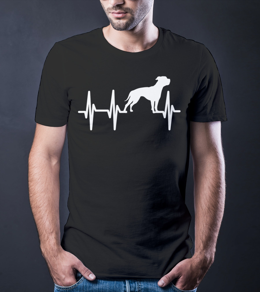 American Bulldog Heartbeat Line Dog T-Shirt