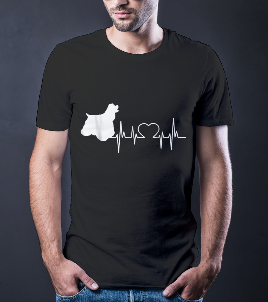 American Cocker Spaniel Dad Heartbeat Love T-Shirt