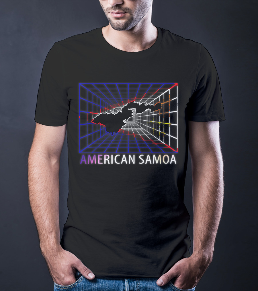 AMERICAN SAMOA Map American Samoan Retro Grid T-Shirt