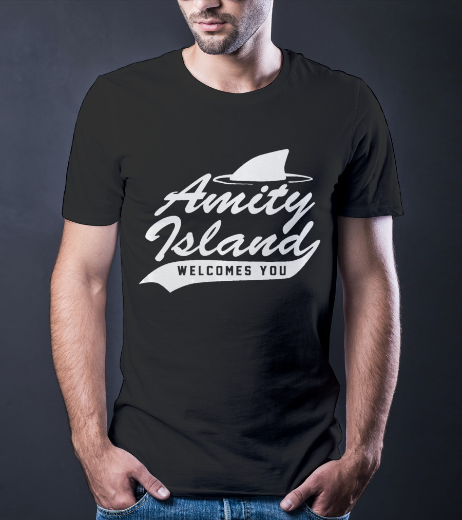 Amity Island Welcomes You Jaws Shark Fin T-Shirt