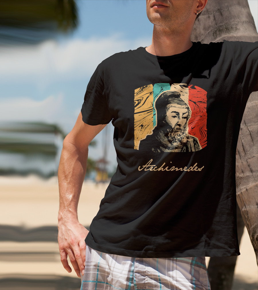 Archimedes Portrait With Colorful Abstract Background T-Shirt