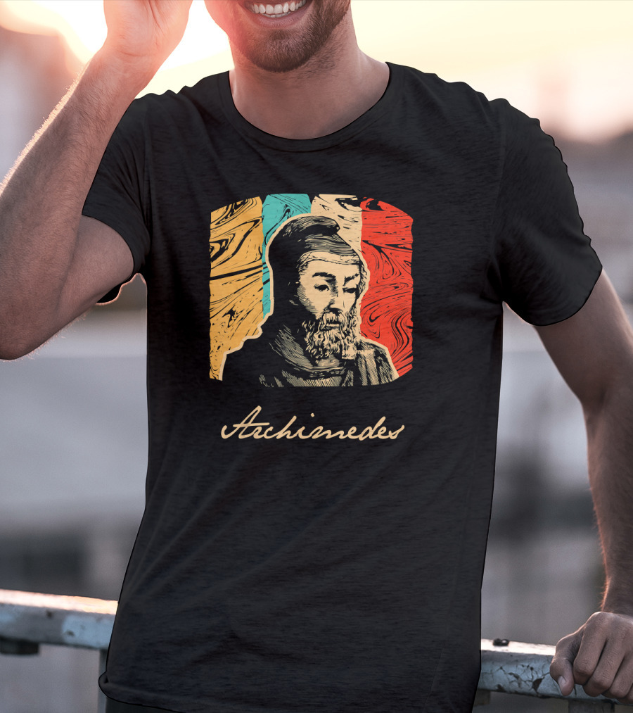 Archimedes Portrait With Colorful Abstract Background T-Shirt