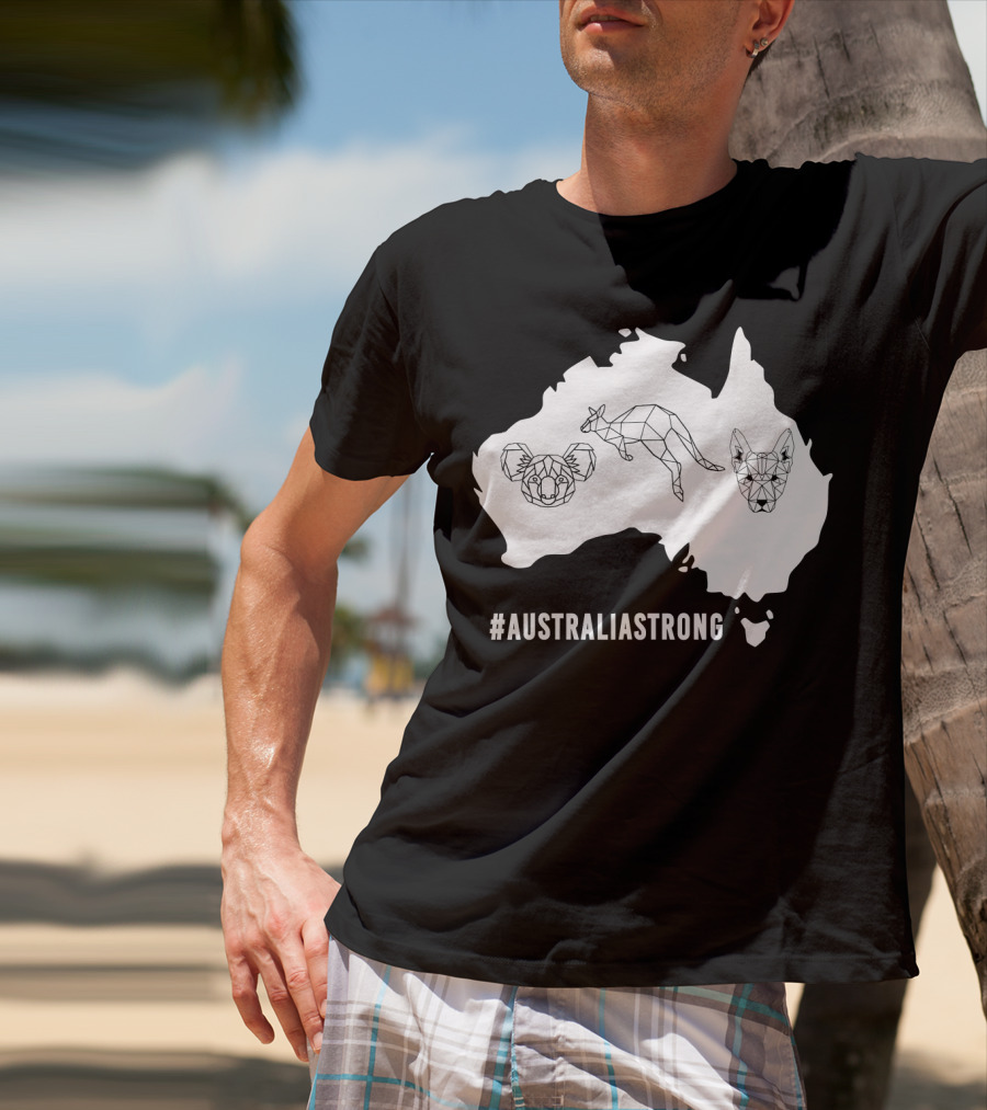 AustraliaStrong Koala Kangaroo Dingo Geometric Map T-Shirt