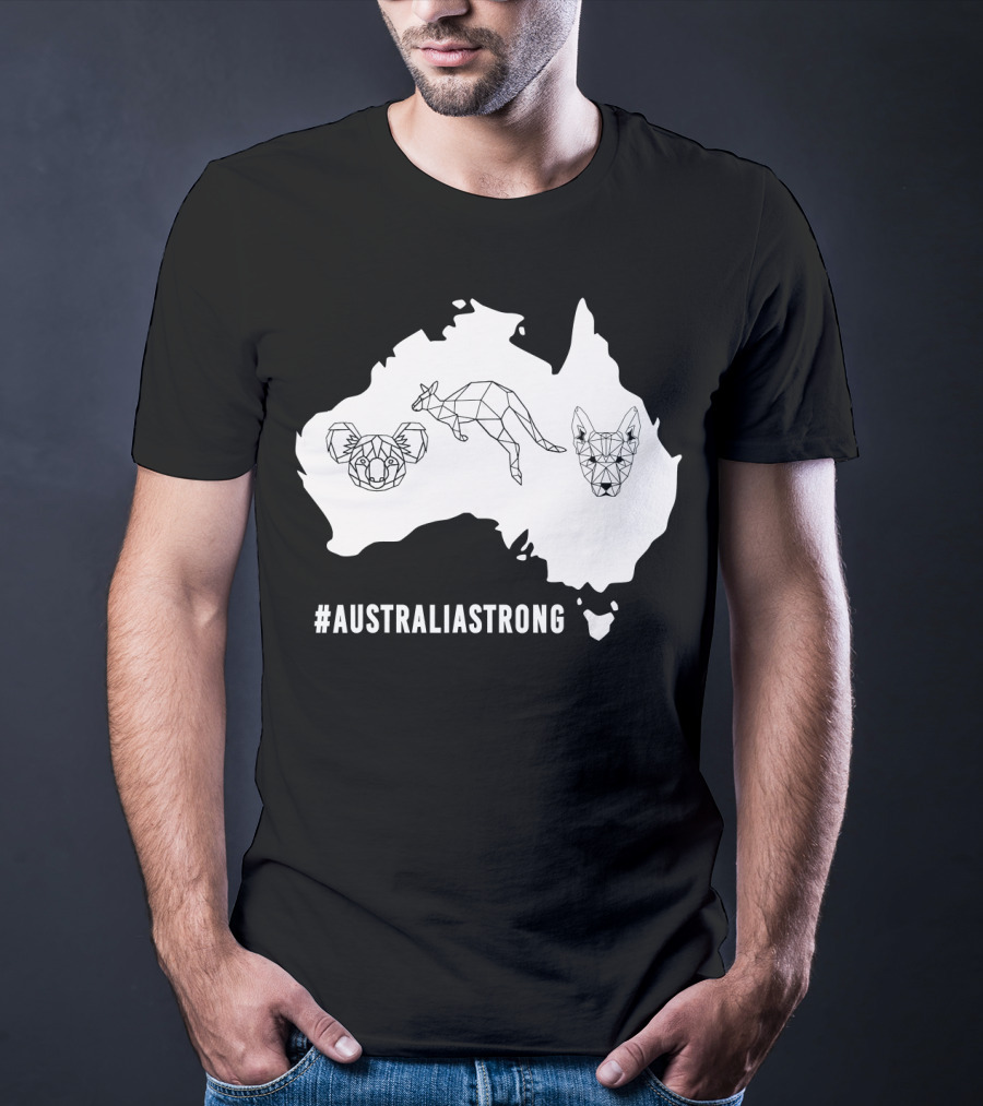 AustraliaStrong Koala Kangaroo Dingo Geometric Map T-Shirt