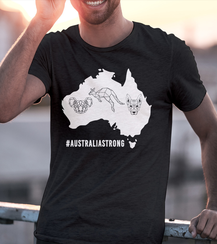 AustraliaStrong Koala Kangaroo Dingo Geometric Map T-Shirt