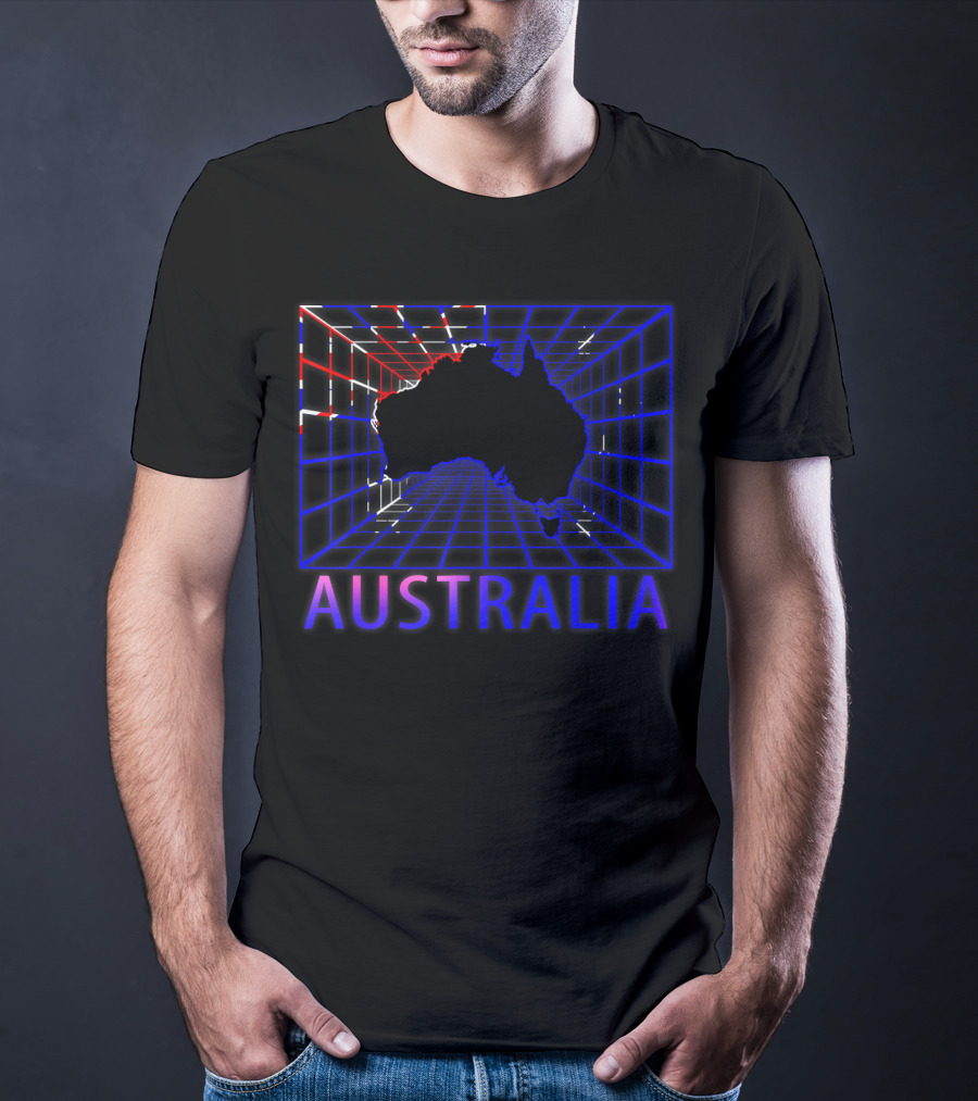Australia Map Retro Grid T-Shirt