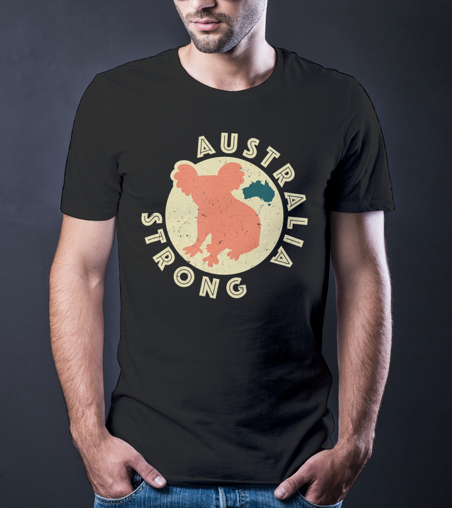 Australia Strong Koala Silhouette With Map T-Shirt