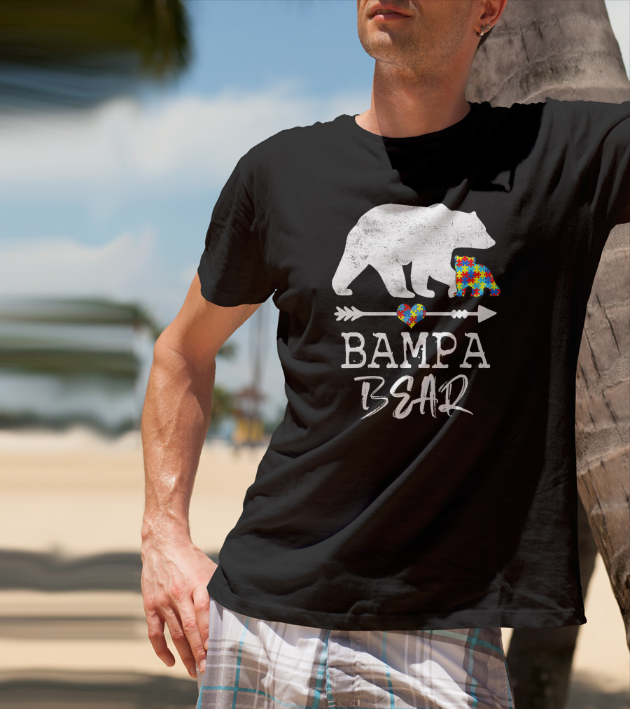 Bampa Bear Puzzle Heart Arrow Autism Awareness T-Shirt