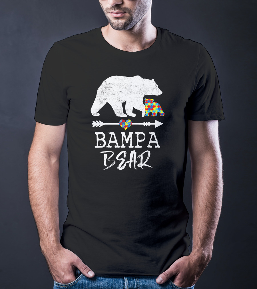 Bampa Bear Puzzle Heart Arrow Autism Awareness T-Shirt