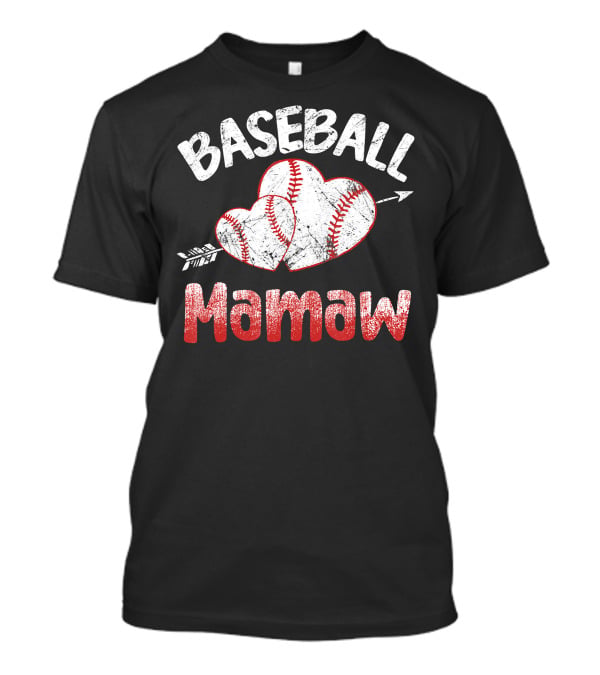 Baseball Mamaw Heart Arrow Baseball Stitching T-Shirt