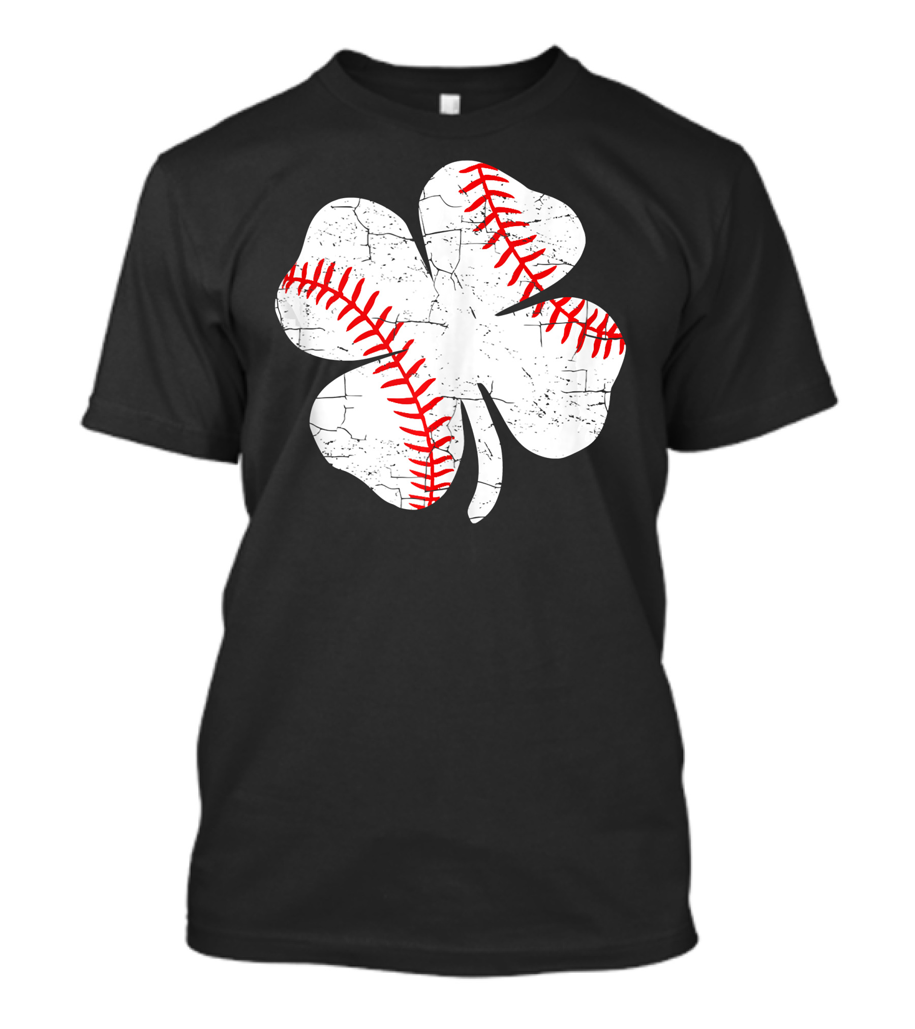 Baseball Patricks Day Boys Me Shamrock Stitch T-Shirt