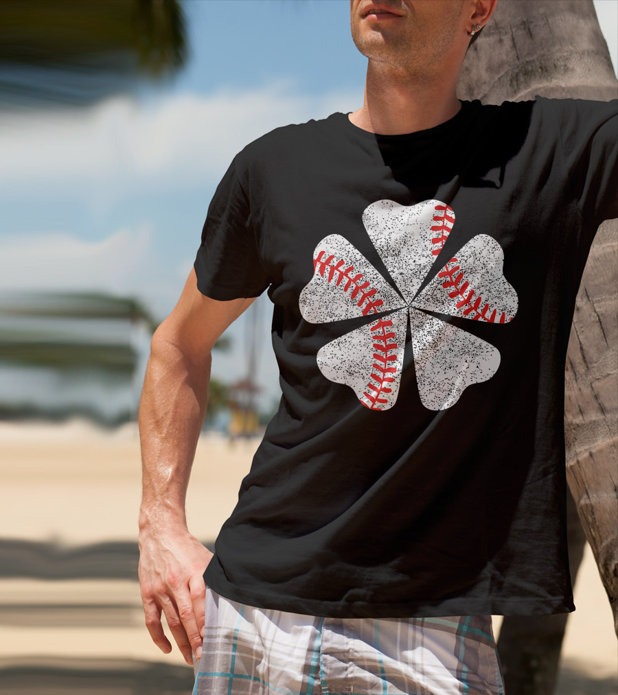Lucky Clover Baseball St Patricks Day T-Shirt