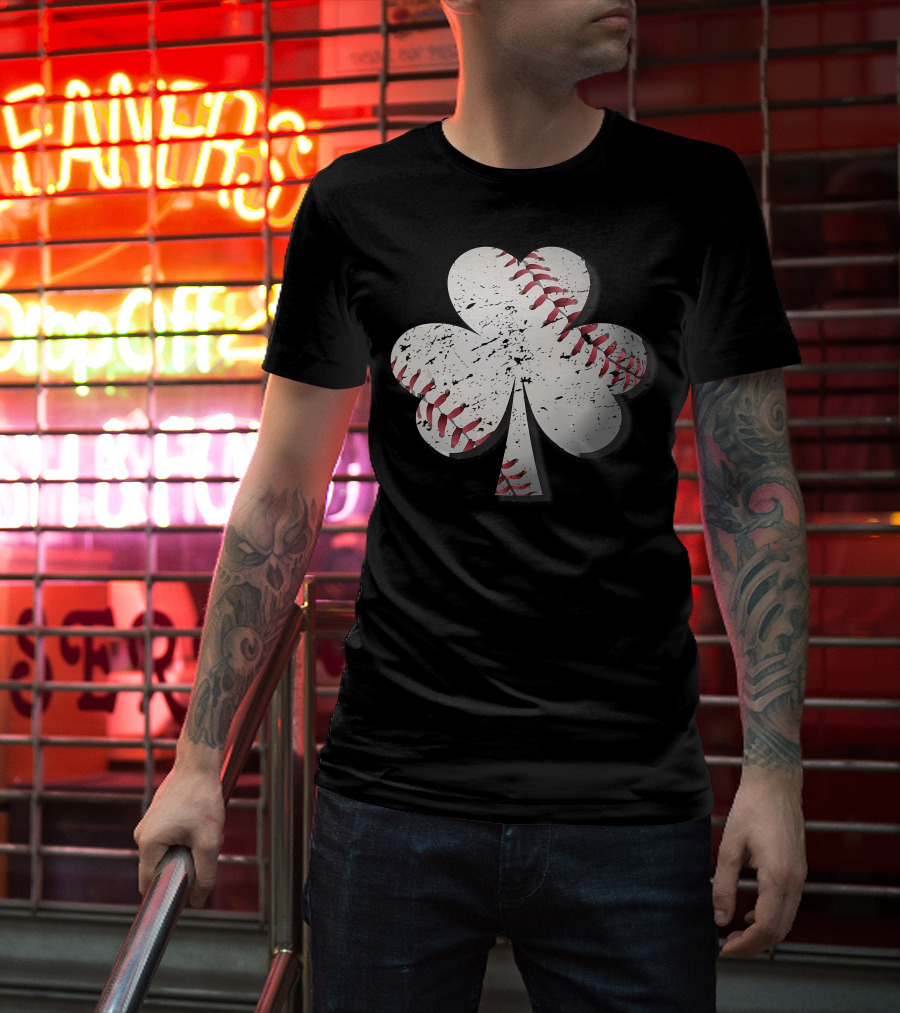 Baseball St Patrick's Day Shamrock Vintage T-Shirt