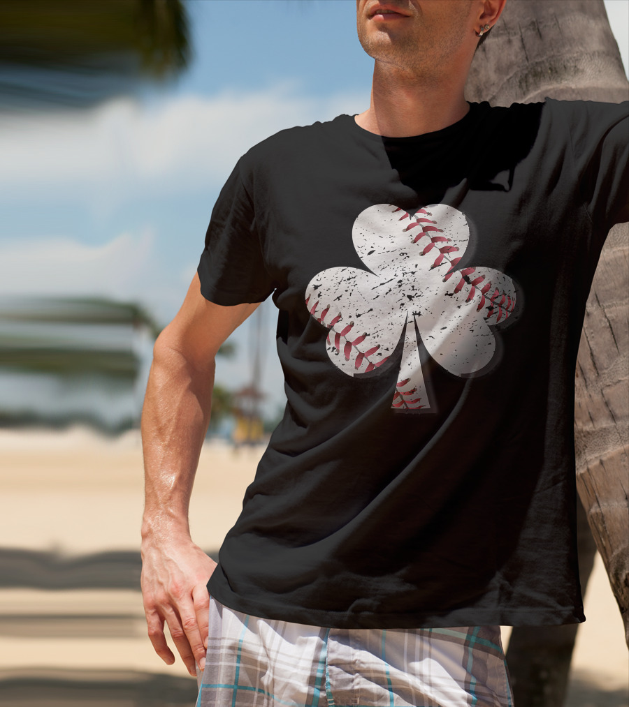 Baseball St Patrick's Day Shamrock Vintage T-Shirt