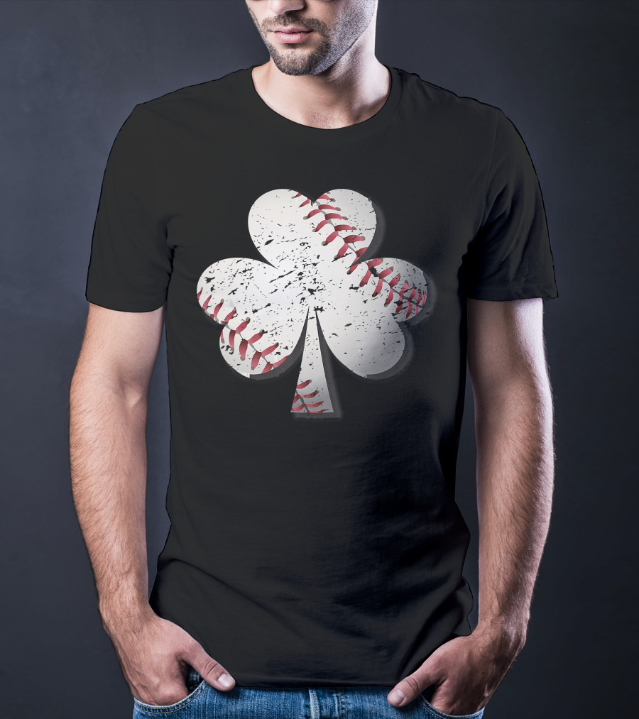 Baseball St Patrick's Day Shamrock Vintage T-Shirt