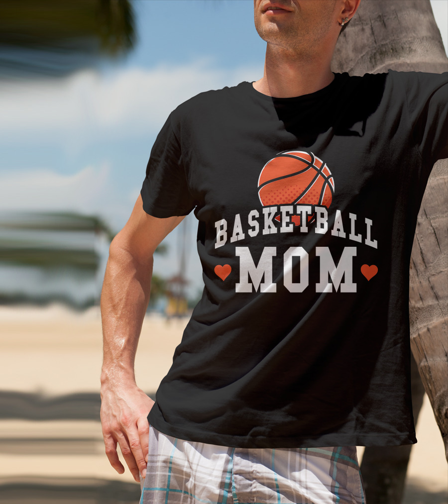 Basketball Mom Women's Shirt With Hearts And Basketball T-Shirt