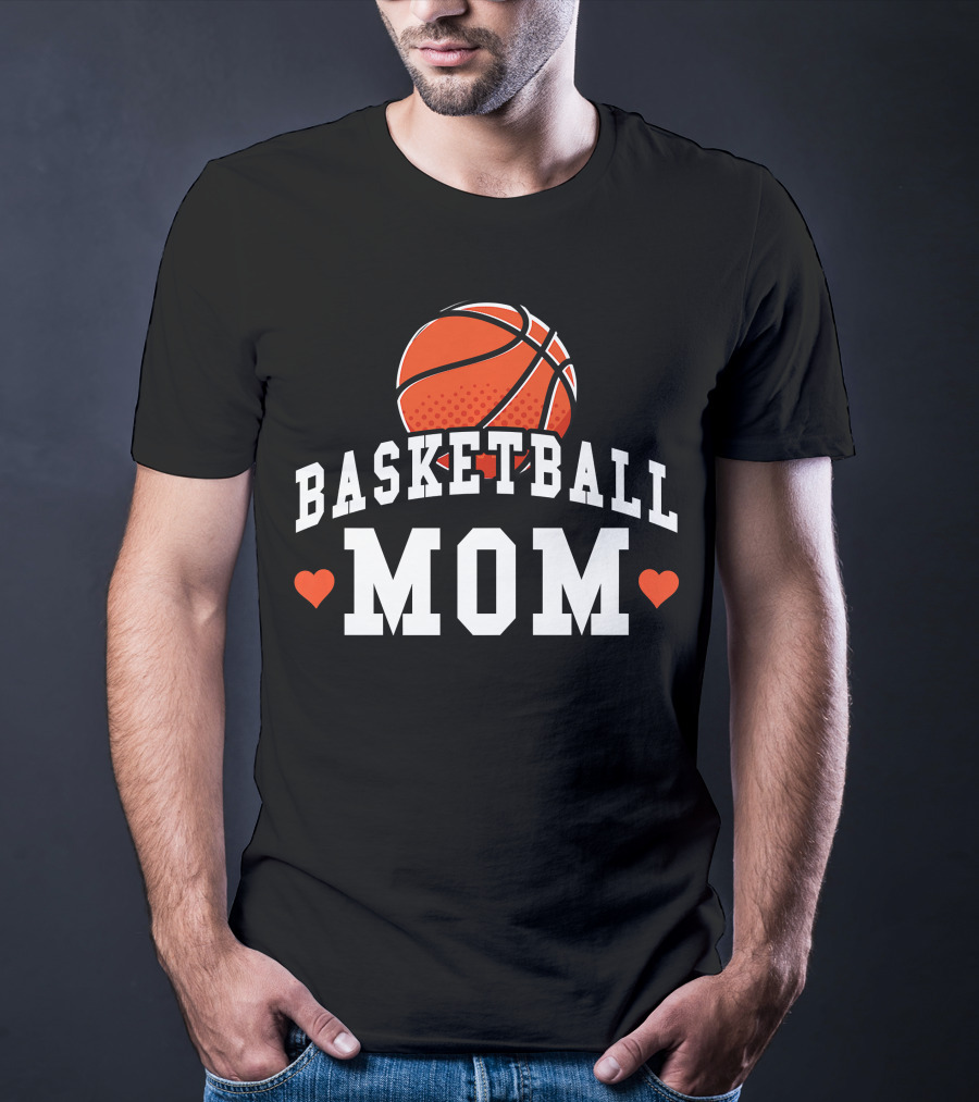 Basketball Mom Women's Shirt With Hearts And Basketball T-Shirt