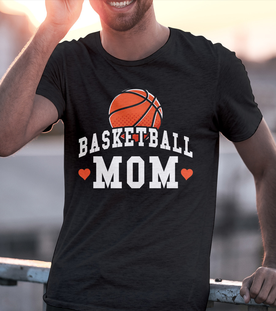 Basketball Mom Women's Shirt With Hearts And Basketball T-Shirt