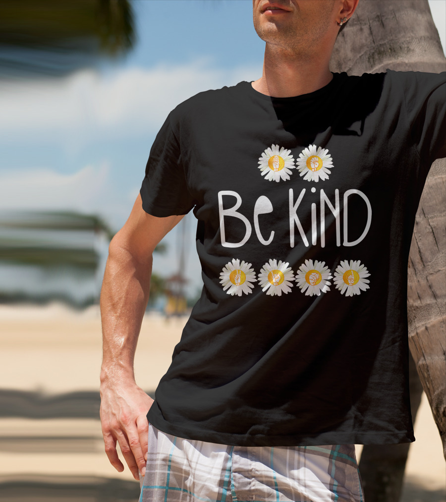 Be Kind Daisy Peace Symbol Cute Rainbow T-Shirt