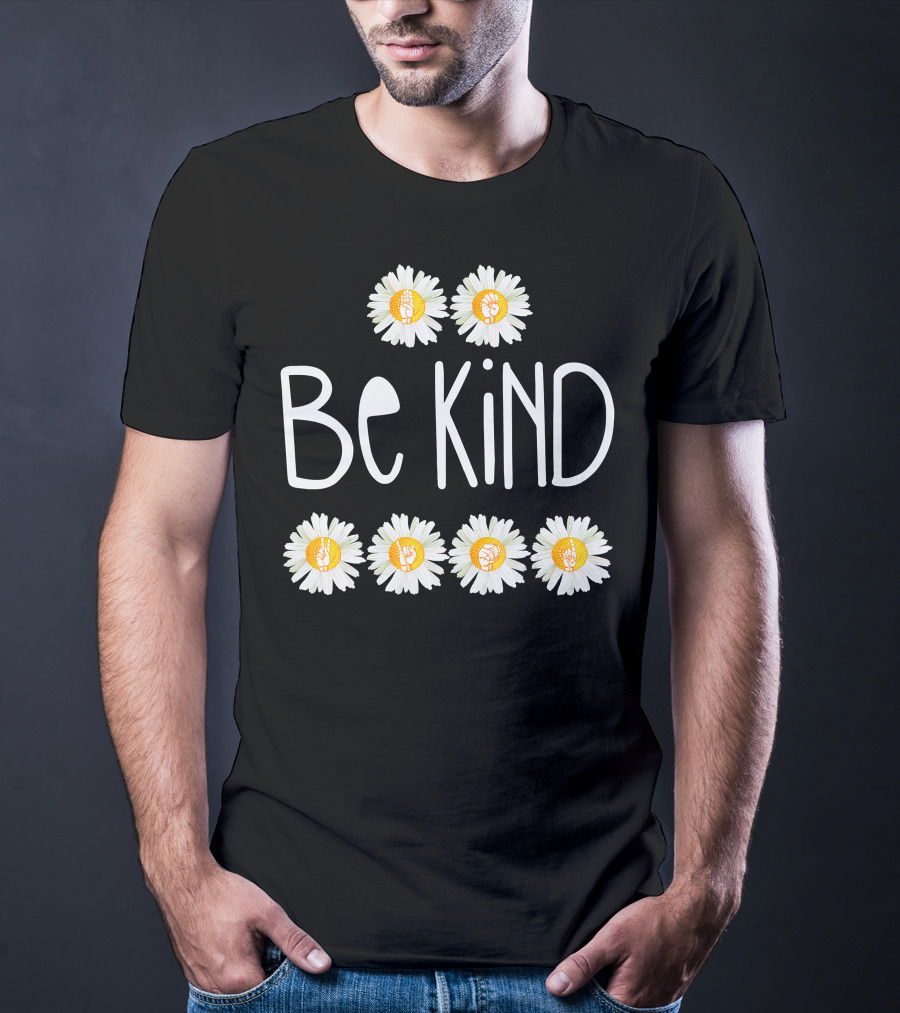 Be Kind Daisy Peace Symbol Cute Rainbow T-Shirt