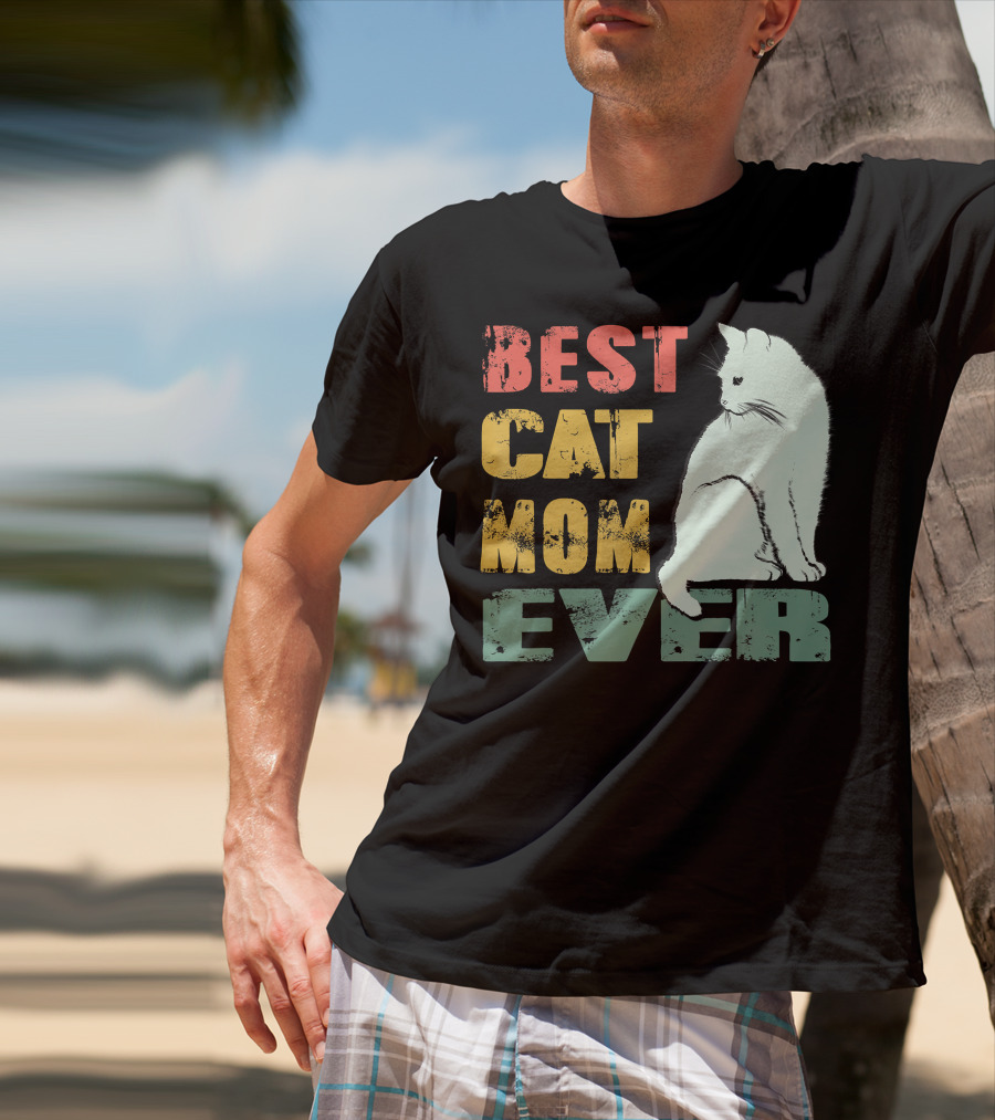 Best Cat Mom Ever Vintage Cat Mother T-Shirt