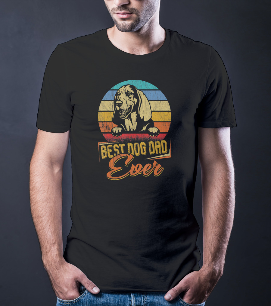 Best Dog Dad Ever Basset Hound Retro T-Shirt