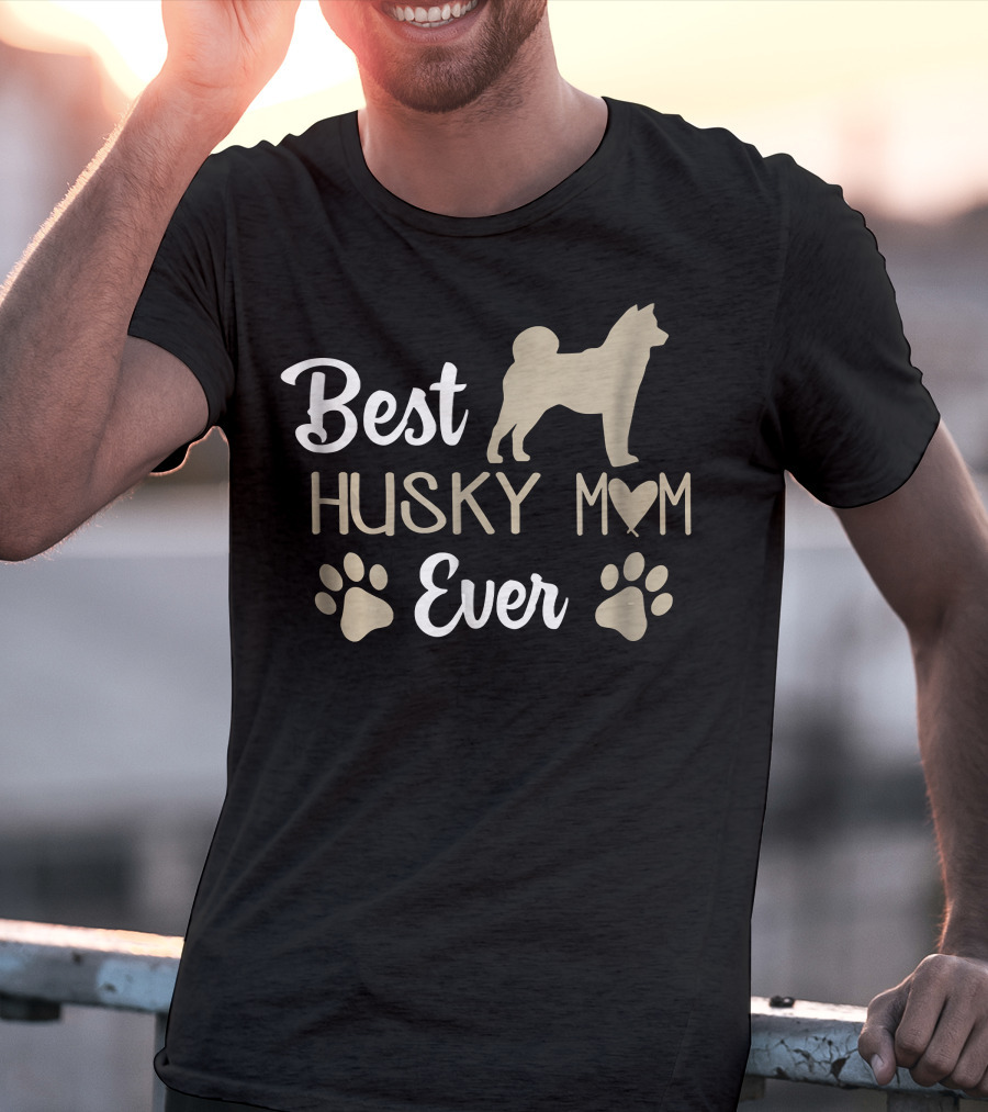 Best Husky Mom Ever Paw Prints Siberian T-Shirt