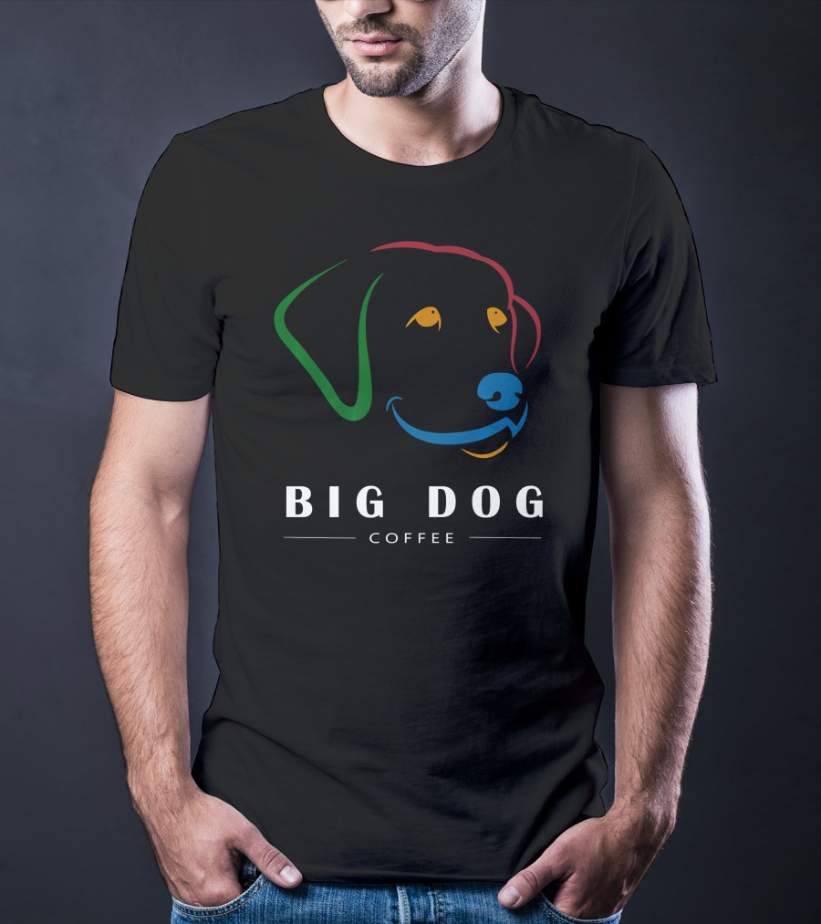 BIG DOG COFFEE Colorful Dog Outline T-Shirt
