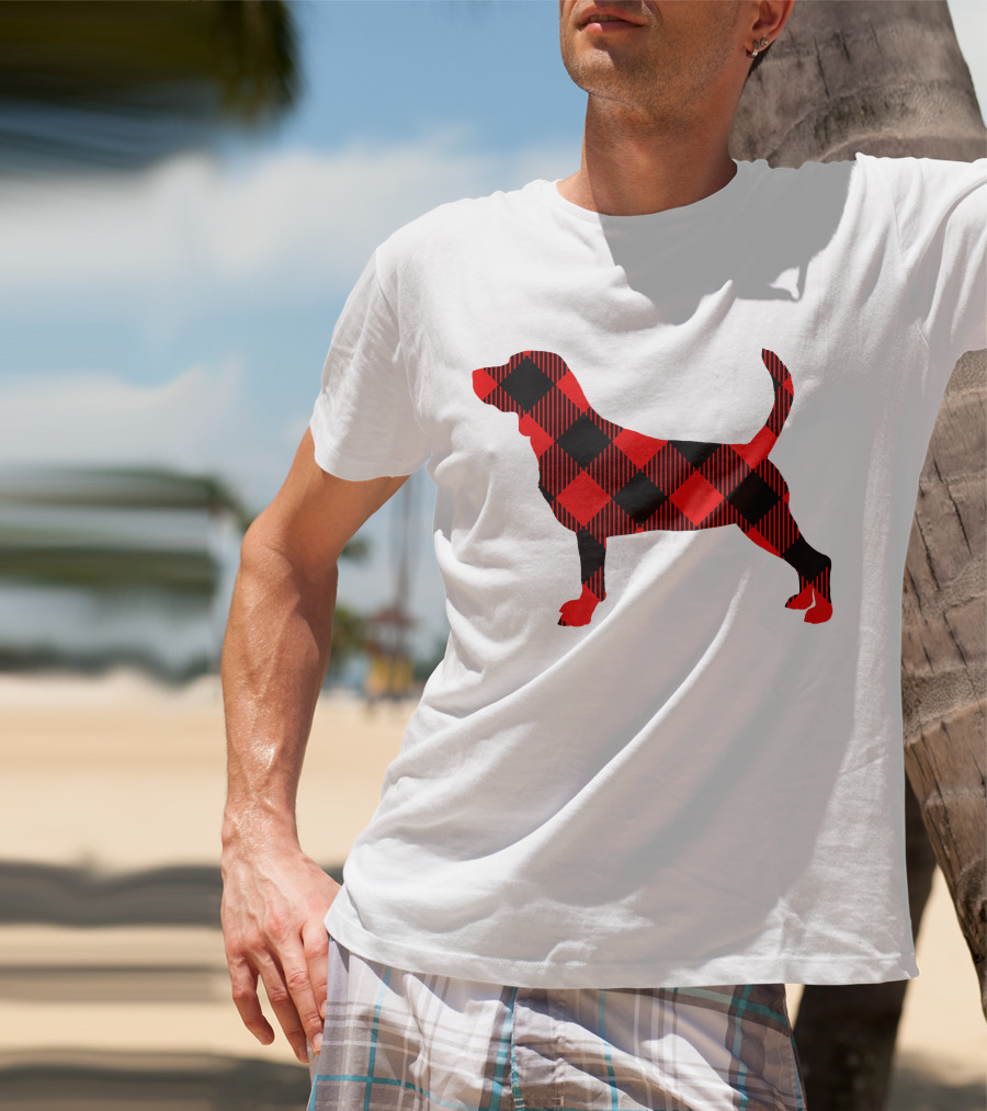 Black Red Plaid Labrador Dog Mom Paw T-Shirt