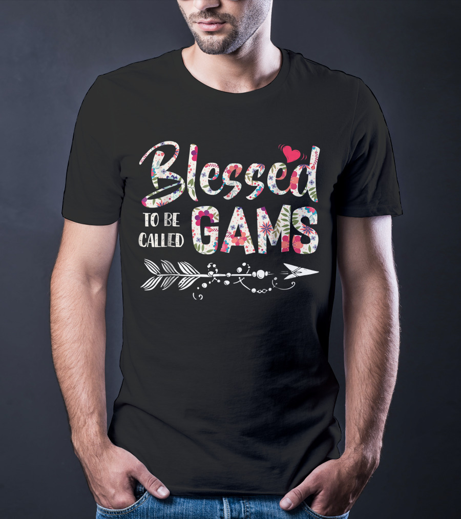 Blessed To Be Called Gams Floral Heart Arrow T-Shirt