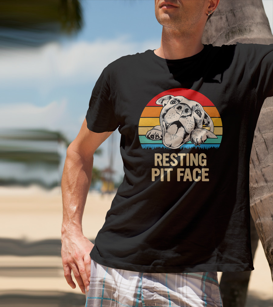 Resting Pit Face Bombshell Bullies Pit Bull Rescue Retro T-Shirt