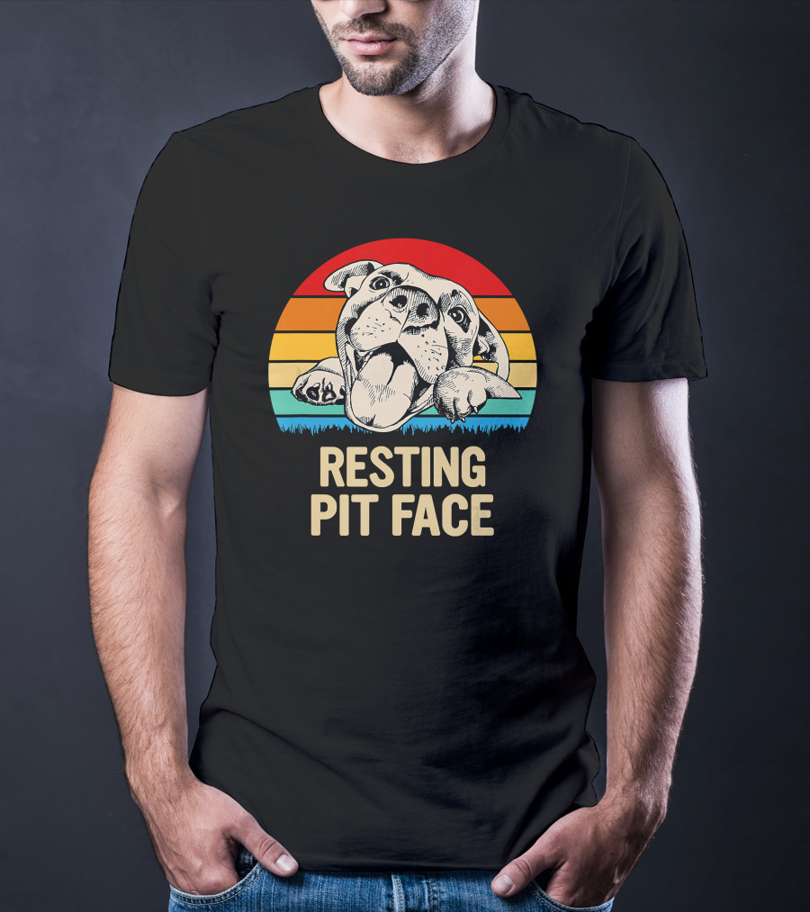 Resting Pit Face Bombshell Bullies Pit Bull Rescue Retro T-Shirt